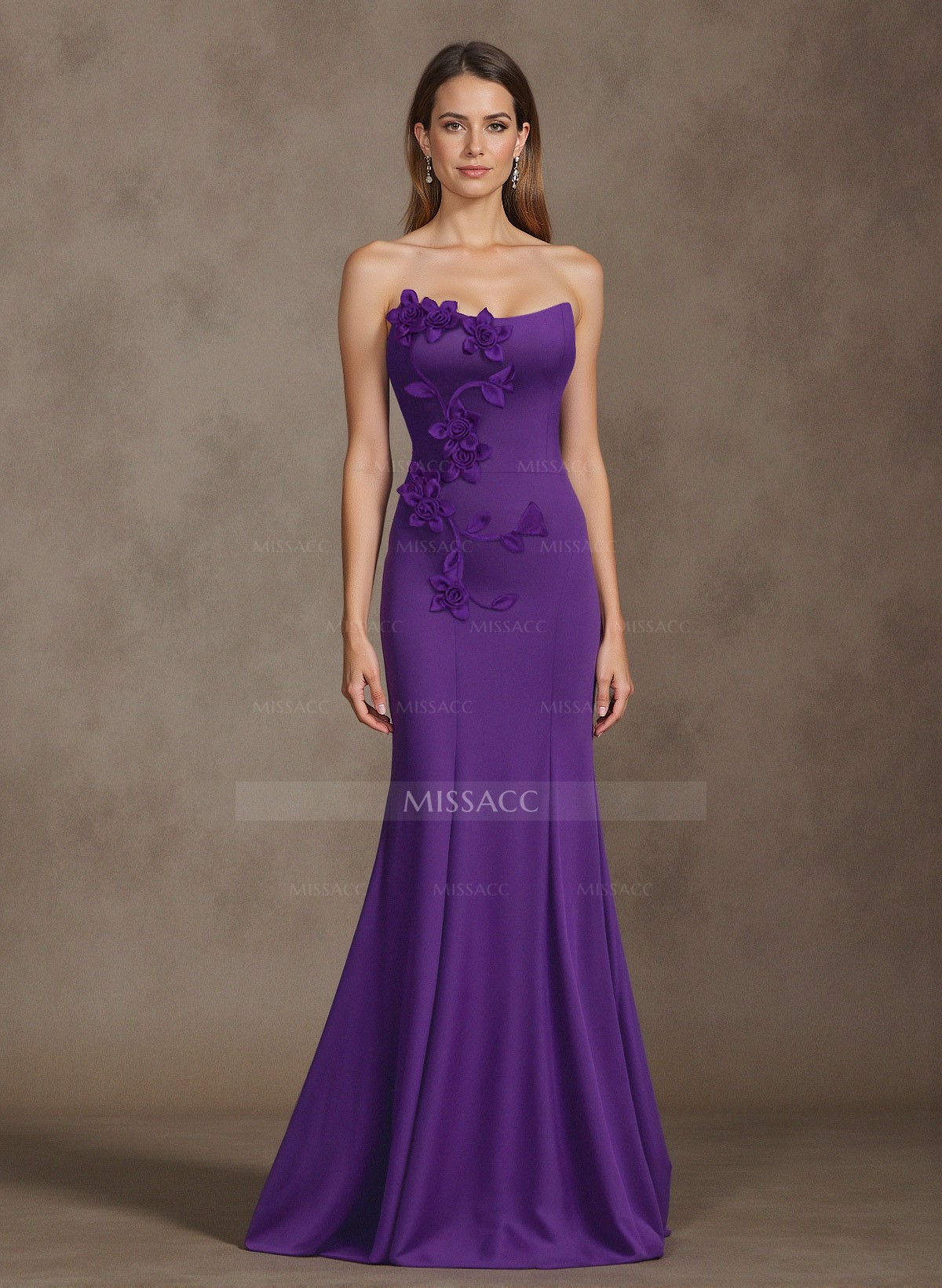 Elegant Cowl Neck Flower(s) Sweep Train Elastic Satin Evening Dresses