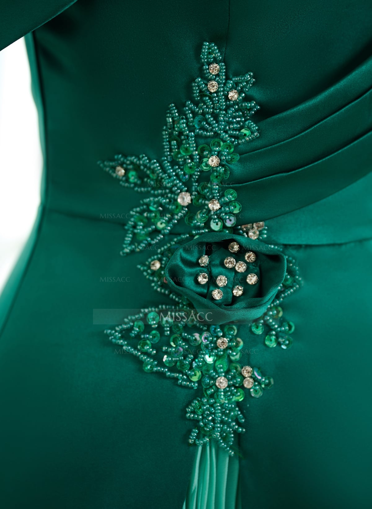 Elegant Asymmetrical Neckline Pleated Sweep Train Satin/Chiffon Evening Dresses