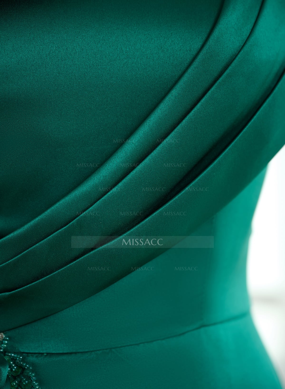 Elegant Asymmetrical Neckline Pleated Sweep Train Satin/Chiffon Evening Dresses