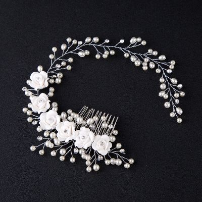 Flower And Pearl Wedding Headpiece