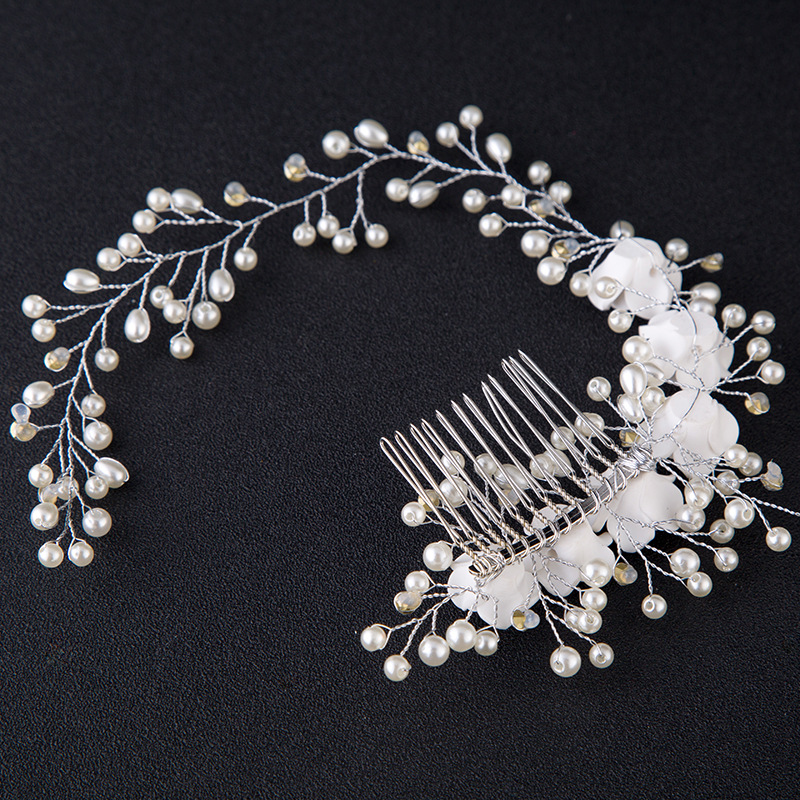 Flower And Pearl Wedding Headpiece