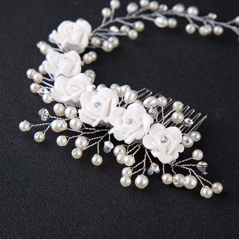 Flower And Pearl Wedding Headpiece