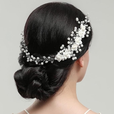 Beaded Floral Hair Comb Bridal Headpiece