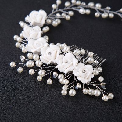 Beaded Floral Hair Comb Bridal Headpiece