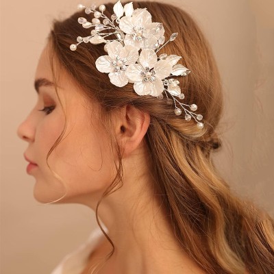 White Flower Clip Bridal Headpiece