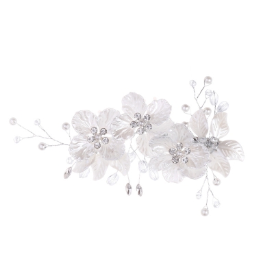 White Flower Clip Bridal Headpiece