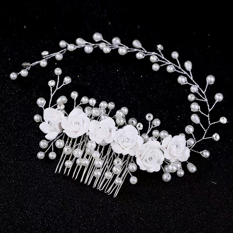 Rose Hair Comb Bridal Headpiece