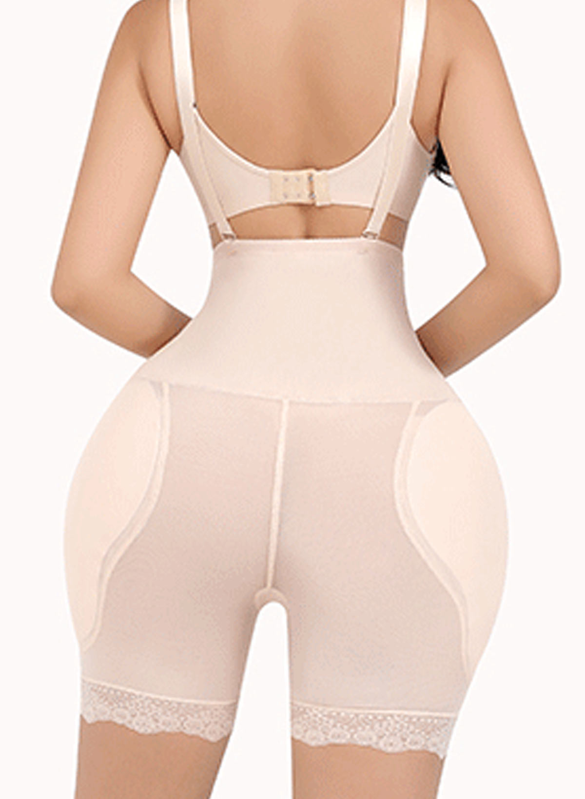 One Piece Back Lace Hems Removable Fart Pad Adujustable Shoulder Strap Chinlon Shapewear