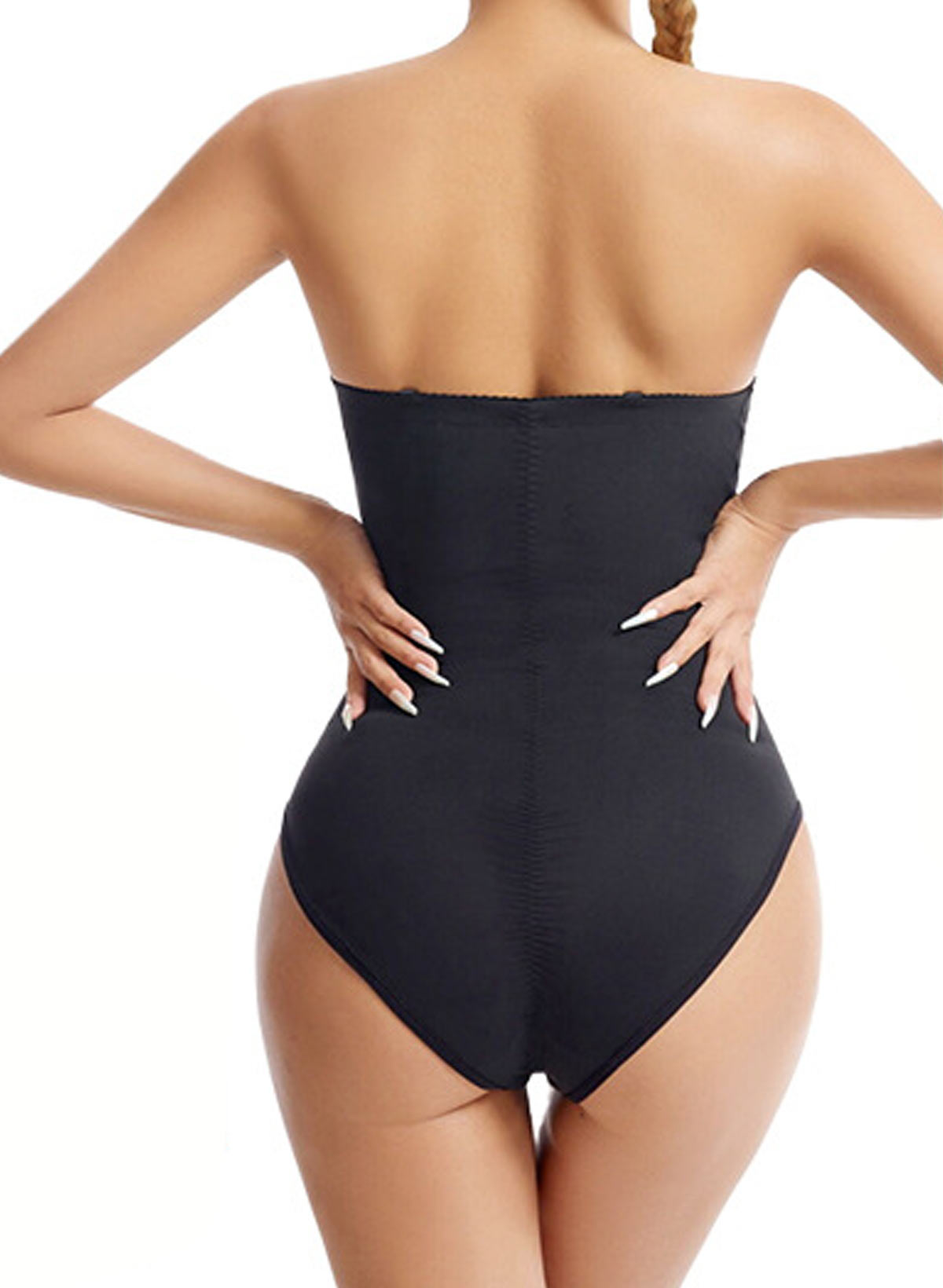 Built-In Bra Open Crtoch Hooks Seamless Chinlon Shapewear