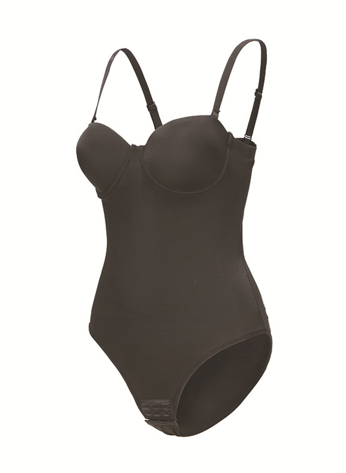 Built-In Bra Open Crtoch Hooks Seamless Chinlon Shapewear