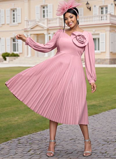 Elegant A-Line Long Sleeves Silk Like Satin Mother Of The Bride Dresses With Flower