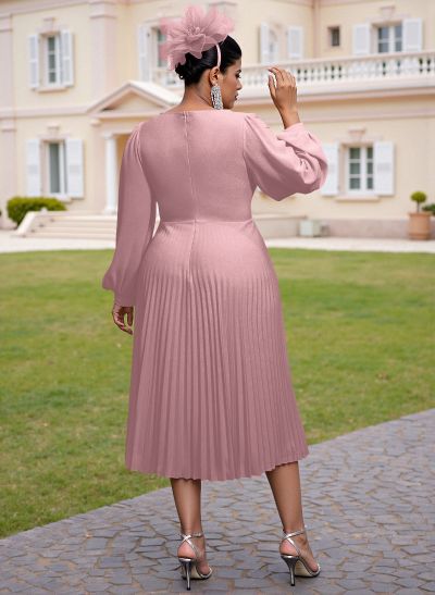 Elegant A-Line Long Sleeves Silk Like Satin Mother Of The Bride Dresses With Flower