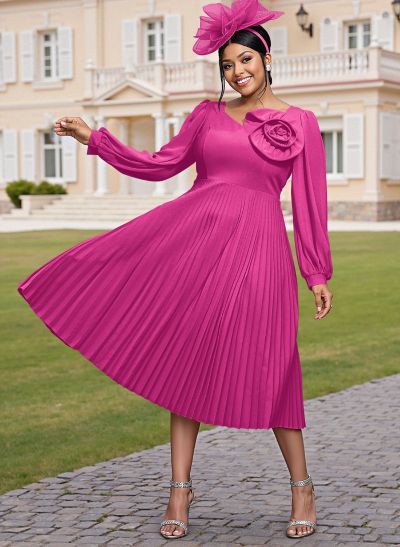 Elegant A-Line Long Sleeves Silk Like Satin Mother Of The Bride Dresses With Flower