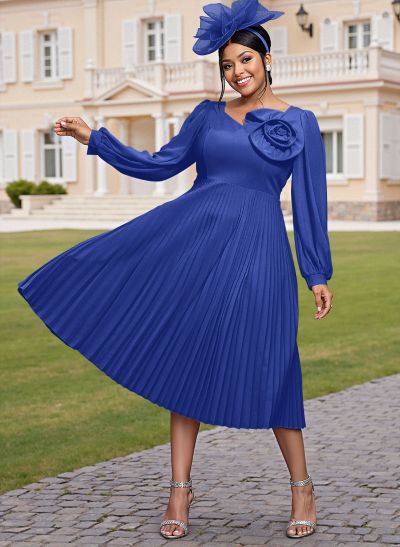 Elegant A-Line Long Sleeves Silk Like Satin Mother Of The Bride Dresses With Flower
