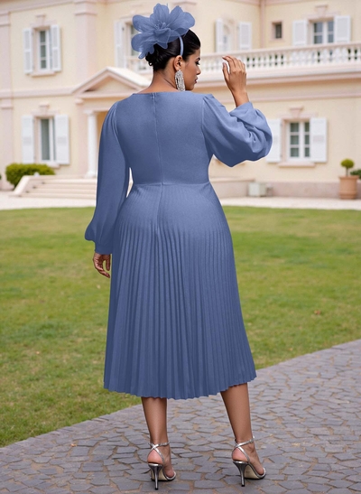 Elegant A-Line Long Sleeves Silk Like Satin Mother Of The Bride Dresses With Flower