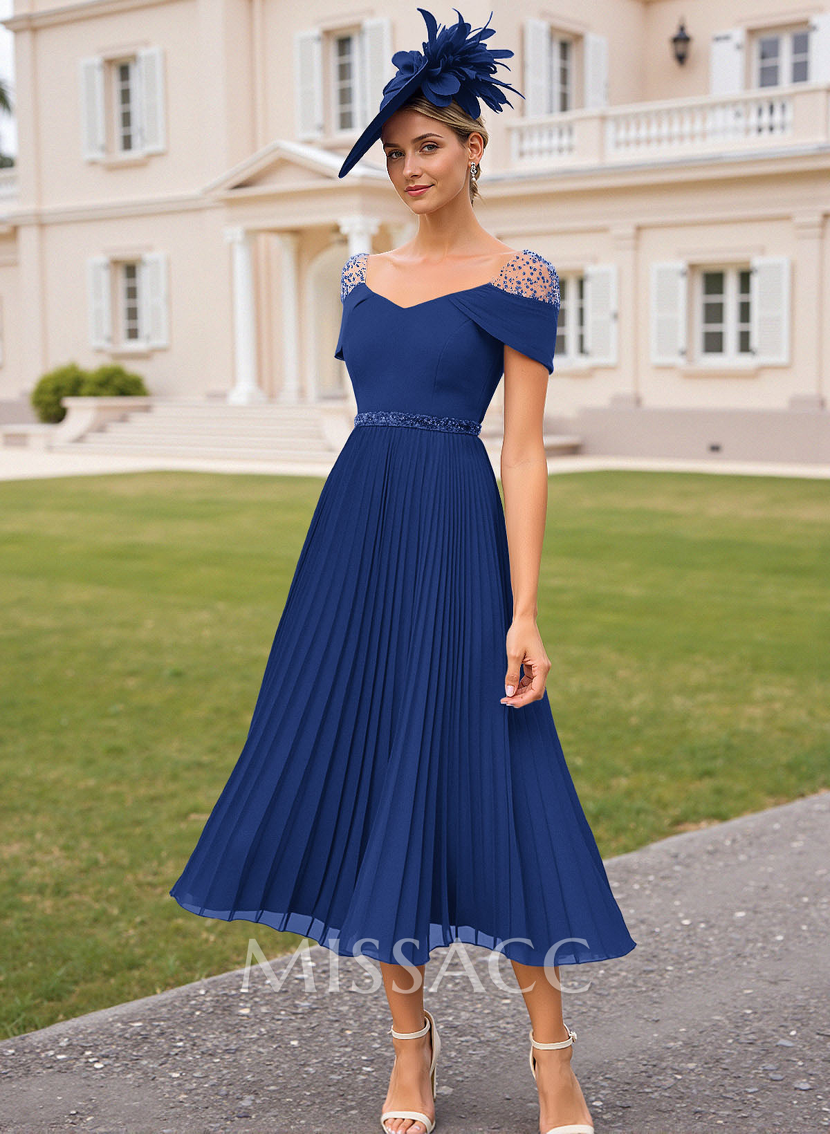 Elegant A-Line V-Neck Chiffon Mother Of The Bride Dresses With Pleated