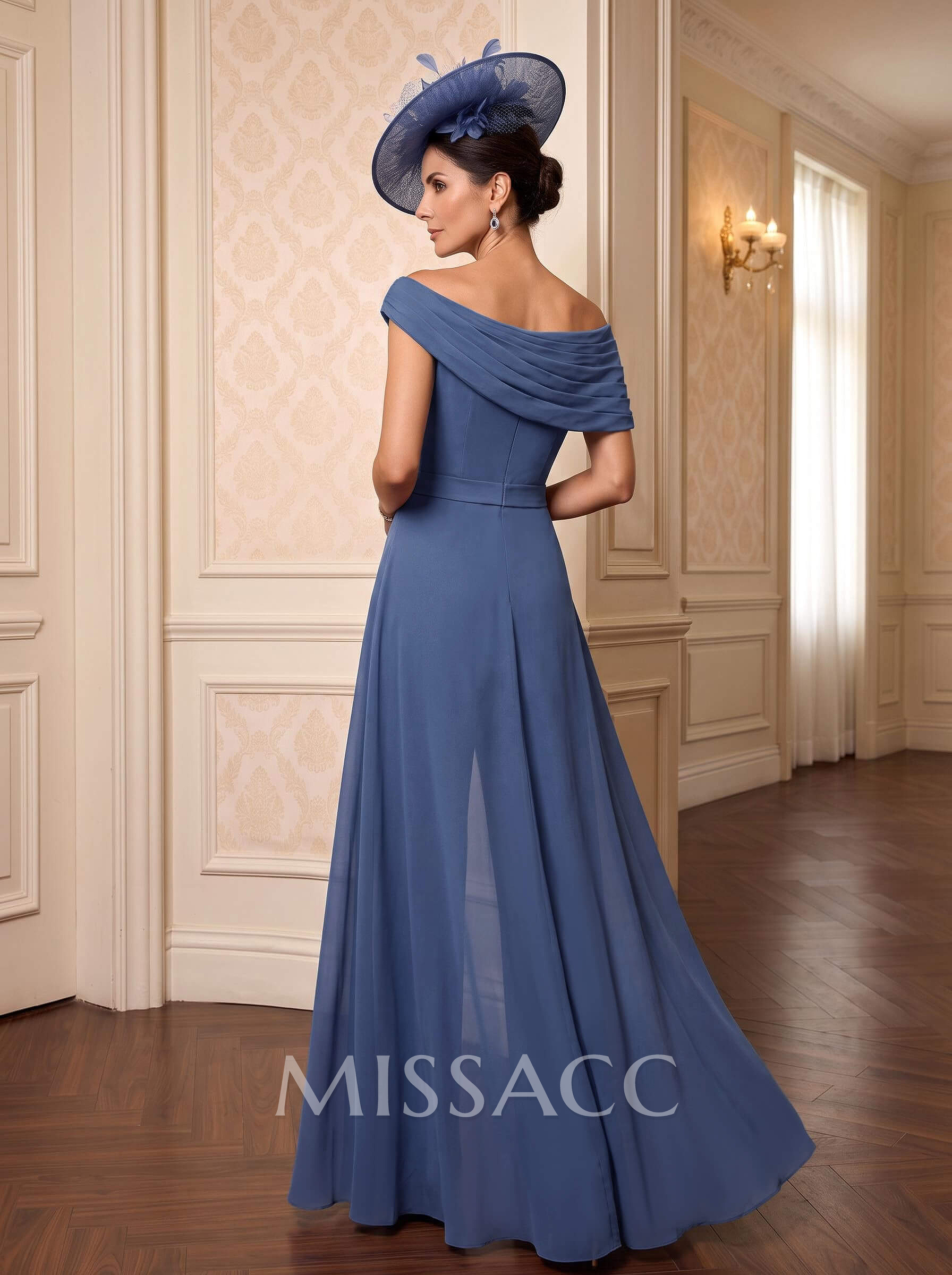 Jumpsuit/Pantsuit Asymmetrical Short Sleeves Floor-Length Chiffon Mother Of The Bride Dresses With Pleated Jumpsuit/Pantsuit Asymmetrical Short Sleeves Floor-Length Chiffon Mother Of The Bride Dresses With Pleated