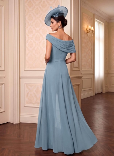 Jumpsuit/Pantsuit Asymmetrical Short Sleeves Floor-Length Chiffon Mother Of The Bride Dresses With Pleated
