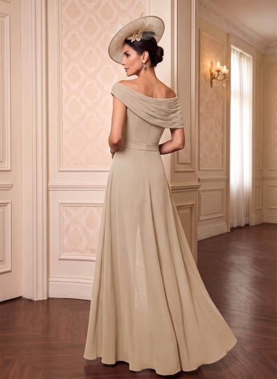 Jumpsuit/Pantsuit Asymmetrical Short Sleeves Floor-Length Chiffon Mother Of The Bride Dresses With Pleated