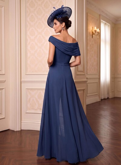Jumpsuit/Pantsuit Asymmetrical Short Sleeves Floor-Length Chiffon Mother Of The Bride Dresses With Pleated