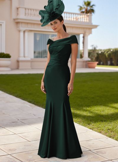Elegant Asymmetrical Neckline Mermaid Elastic Satin Mother Of The Bride Dresses