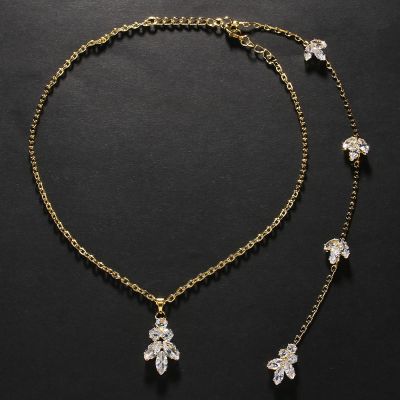 Simple Leaf Zirconia Necklace