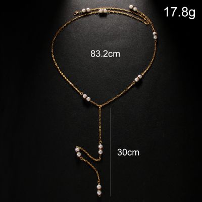 Pearl Long Back Chain Bridal Necklace Pearl Long Back Chain Bridal Necklace
