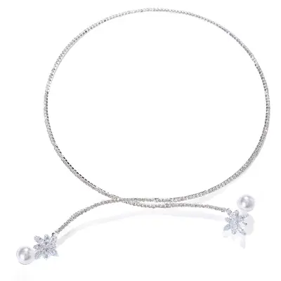 Classic Elegant Pearl Rhinestone Collar Necklaces