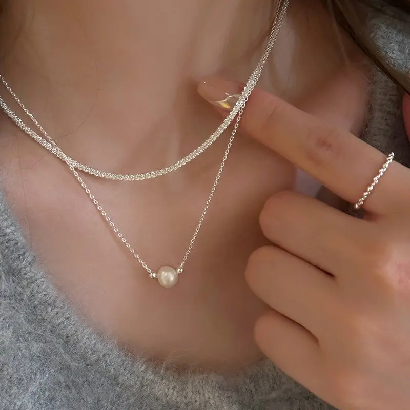 Double Layered Pearls Necklace #SNE10008