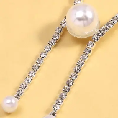 Simple Rhinestone Pearl Open End Collar