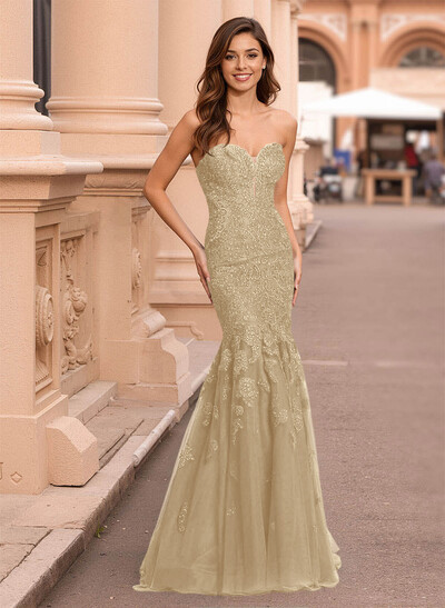 Flattering Sweetheart Mermaid Floor-Length Lace/Tulle Prom Dresses