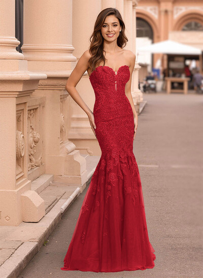 Flattering Sweetheart Mermaid Floor-Length Lace/Tulle Prom Dresses