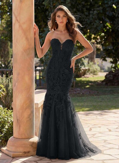 Flattering Sweetheart Mermaid Floor-Length Lace/Tulle Prom Dresses