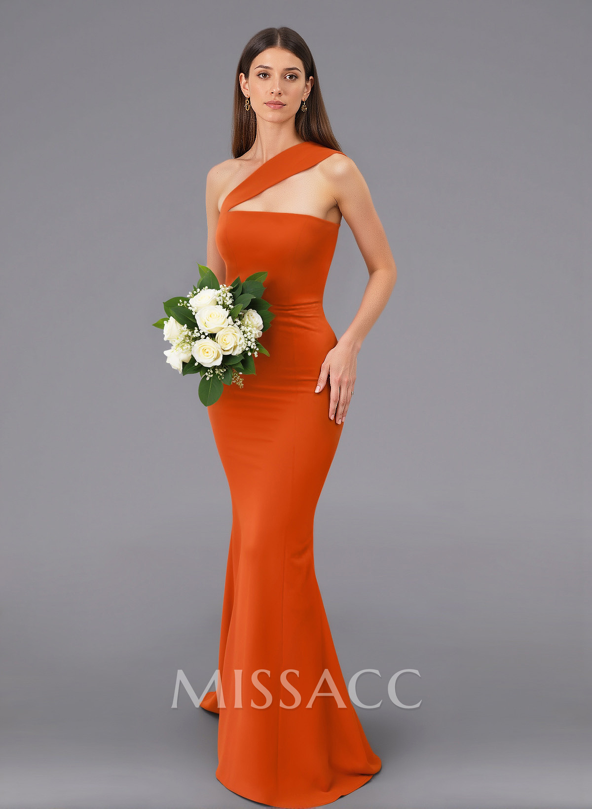 Unique One-Shoulder Trumpet/Mermaid Sweep Train Elastic Satin Bridesmaid Dresses Unique One-Shoulder Trumpet/Mermaid Sweep Train Elastic Satin Bridesmaid Dresses