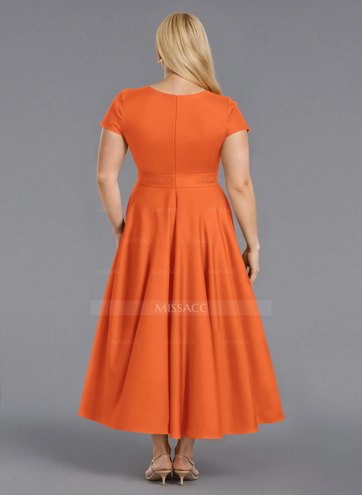 short bridesmaid dress with pockets A-Line/Princess V-Neck Short Sleeves Plus Size Bridesmaid Dresses with