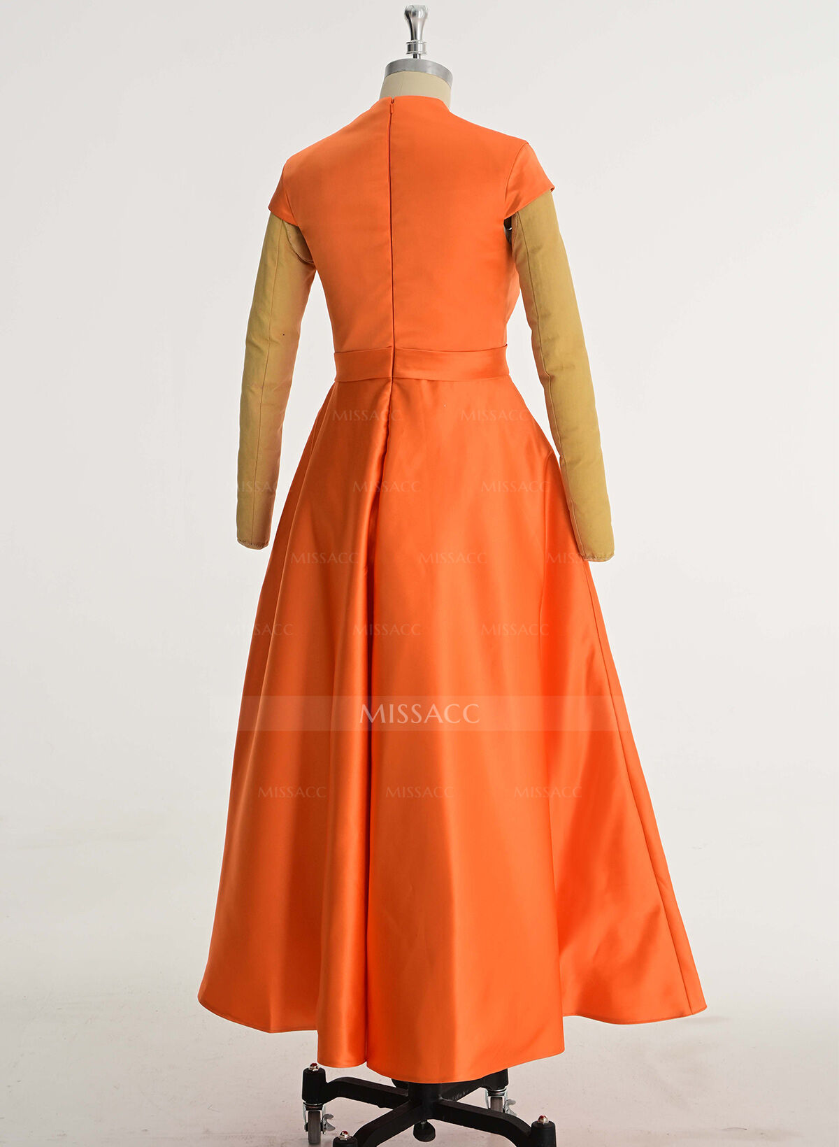 Classic V-Neck Short Sleeves Flower(s) A-Line Ankle-Length Satin Bridesmaid Dresses With Pockets