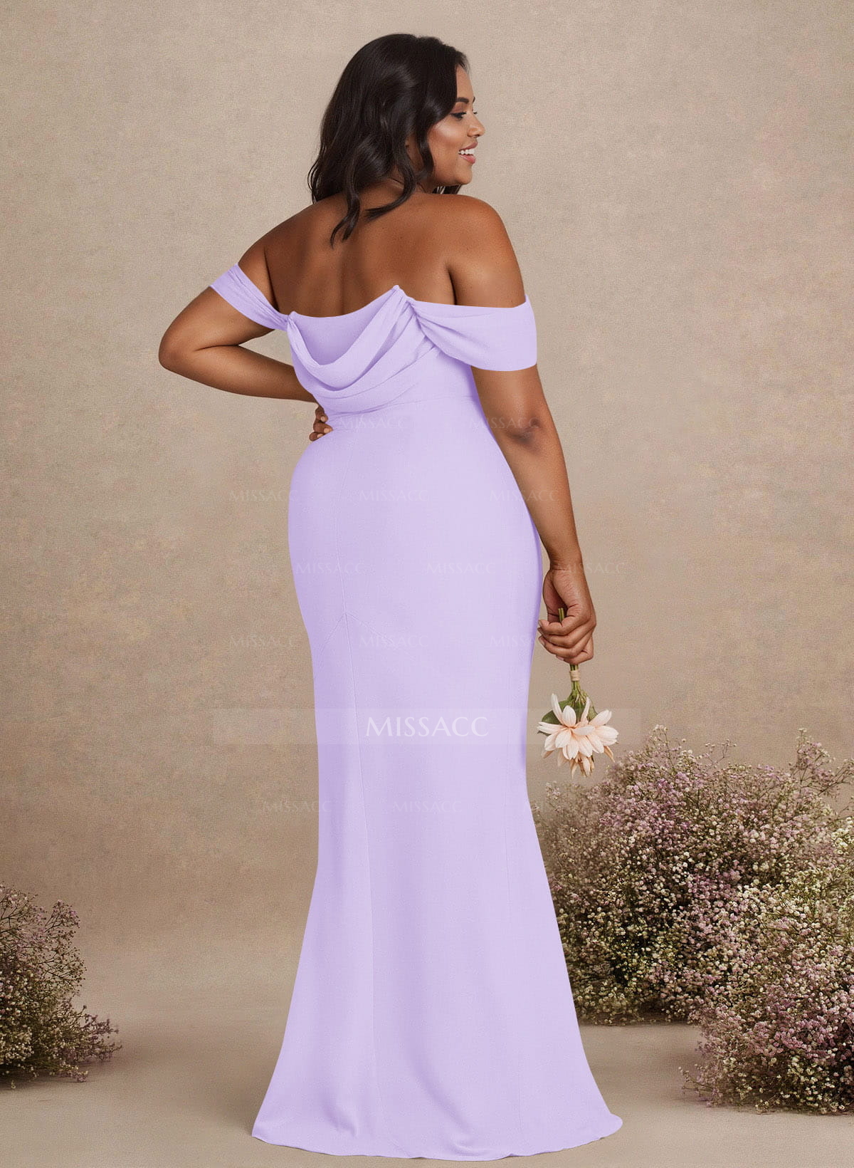 Simple Ruched Off-The-Shoulder High Split Chiffon Bridesmaid Dresses