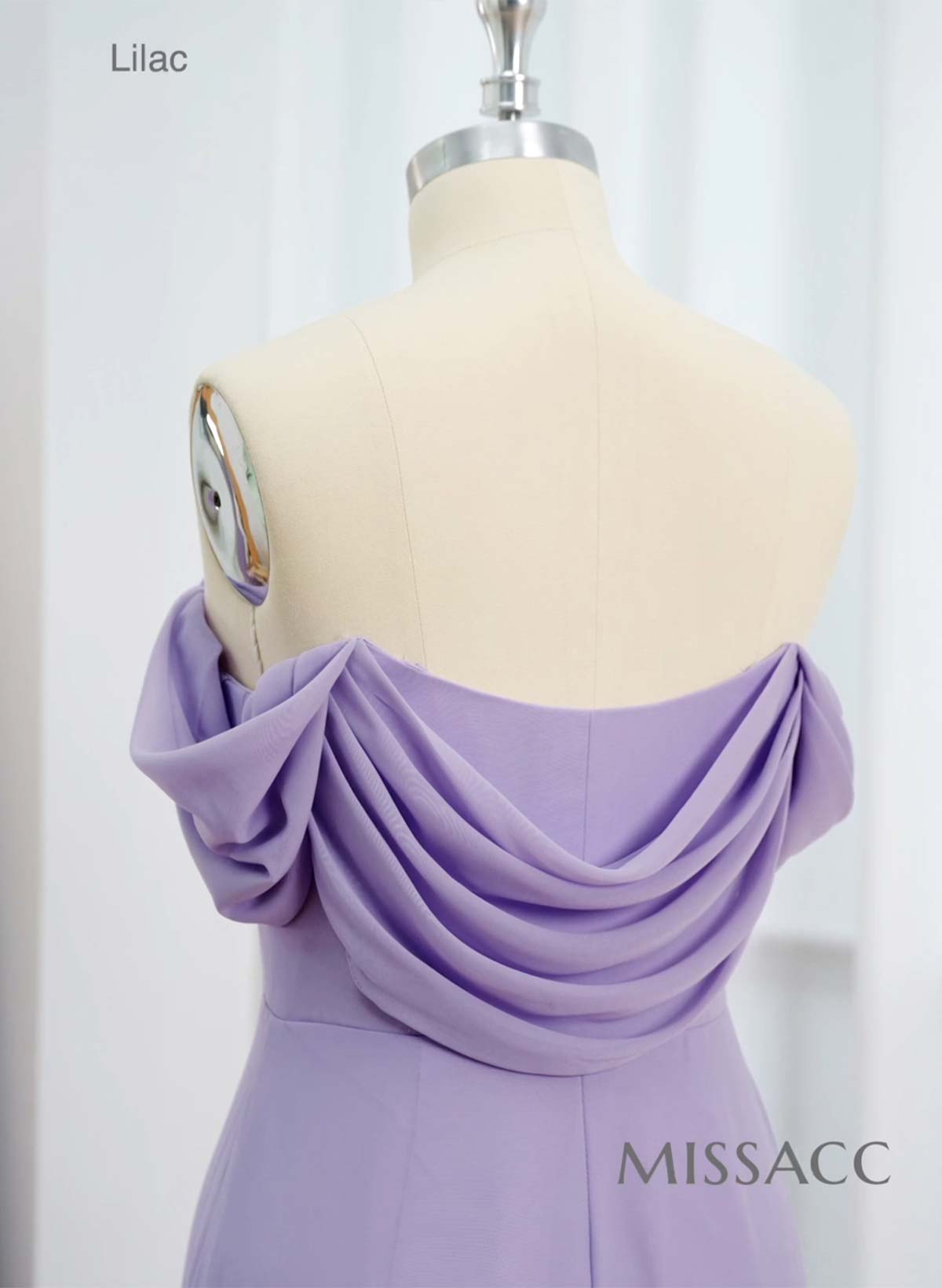 Simple Ruched Off-The-Shoulder High Split Chiffon Bridesmaid Dresses