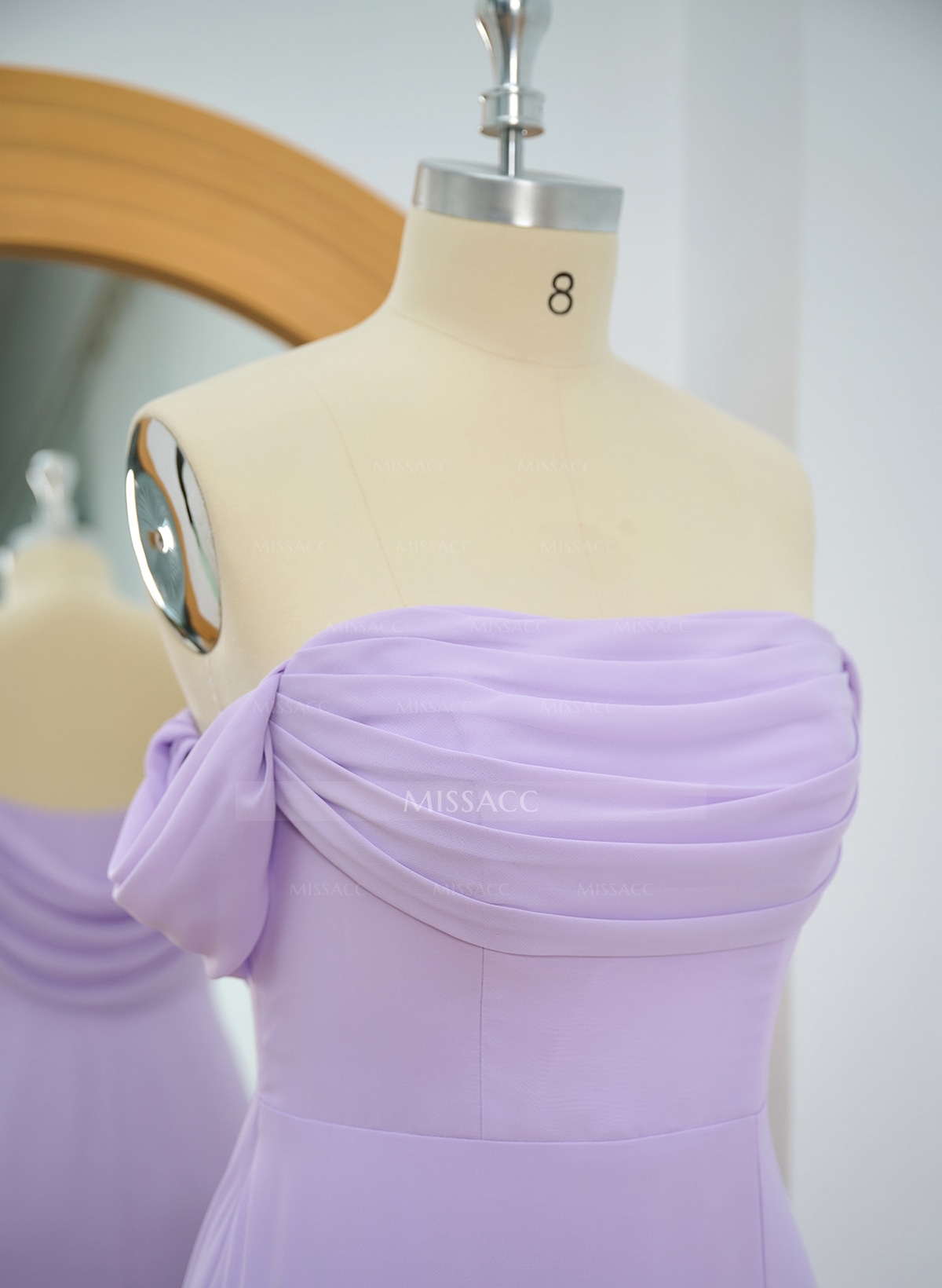 Simple Ruched Off-The-Shoulder High Split Chiffon Bridesmaid Dresses