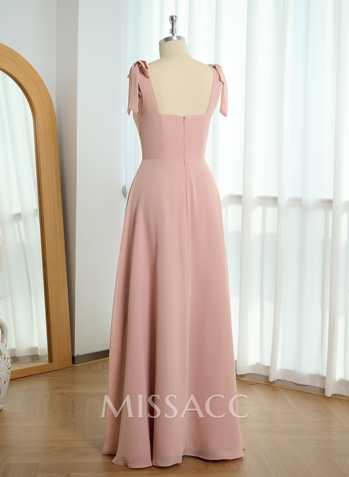 Sweet & Flow Square Neckline Floor-Length Chiffon Bridemsaid With Split Front Sweet & Flow Square Neckline Floor-Length Chiffon Bridemsaid With Split Front
