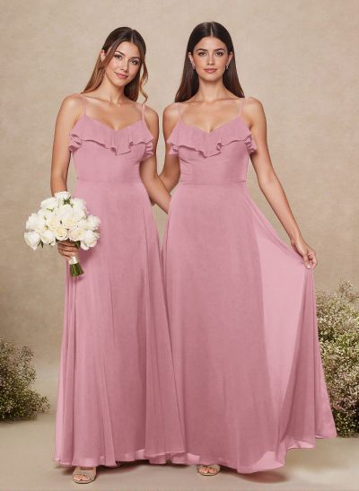 Sweet & Flow A-Line Sweetheart Floor-Length Chiffon Bridesmaid With Ruffle