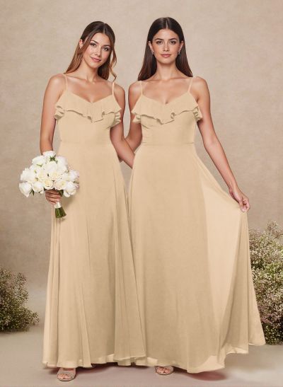 Sweet & Flow A-Line Sweetheart Floor-Length Chiffon Bridesmaid With Ruffle