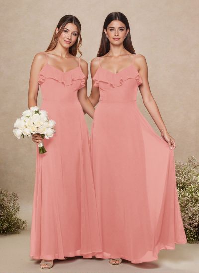 Sweet & Flow A-Line Sweetheart Floor-Length Chiffon Bridesmaid With Ruffle