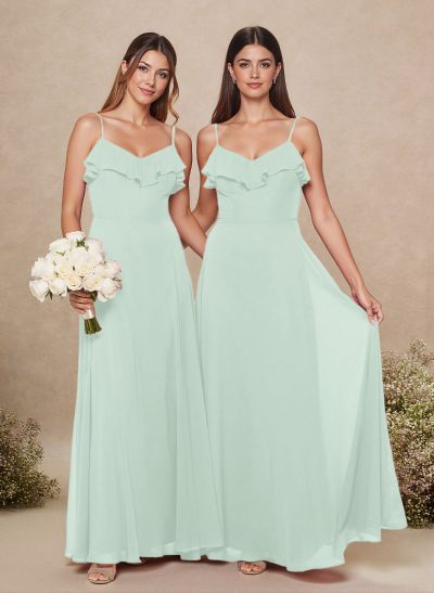 Sweet & Flow A-Line Sweetheart Floor-Length Chiffon Bridesmaid With Ruffle