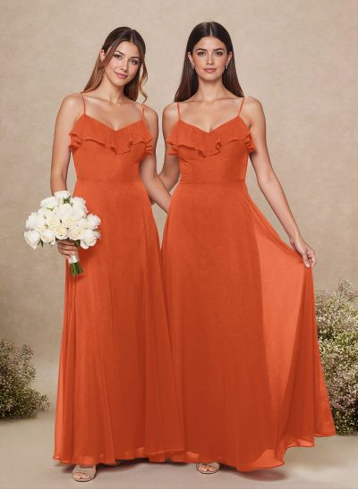 Sweet & Flow A-Line Sweetheart Floor-Length Chiffon Bridesmaid With Ruffle