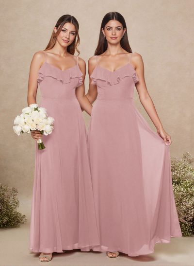 Sweet & Flow A-Line Sweetheart Floor-Length Chiffon Bridesmaid With Ruffle