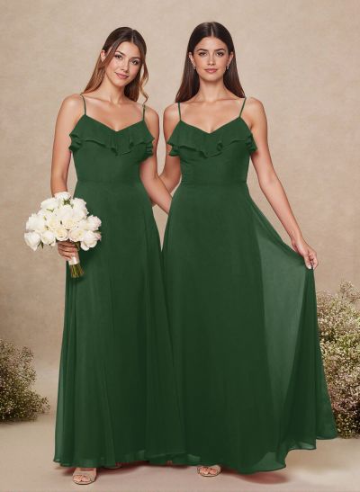 Sweet & Flow A-Line Sweetheart Floor-Length Chiffon Bridesmaid With Ruffle