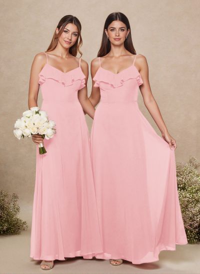 Sweet & Flow A-Line Sweetheart Floor-Length Chiffon Bridesmaid With Ruffle
