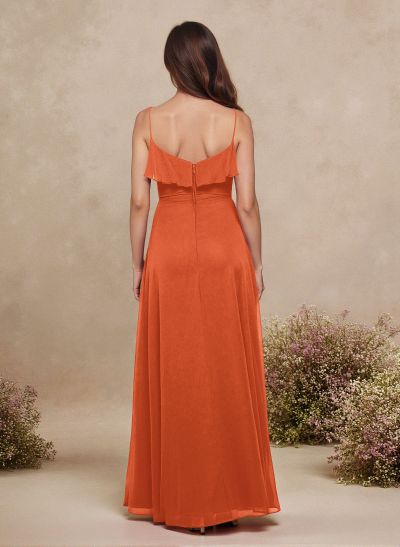 Sweet & Flow A-Line Sweetheart Floor-Length Chiffon Bridesmaid With Ruffle