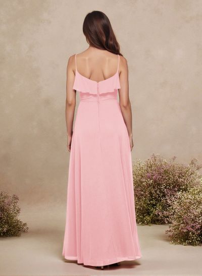 Sweet & Flow A-Line Sweetheart Floor-Length Chiffon Bridesmaid With Ruffle